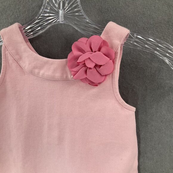 Janie And Jack Dress Girls Sz 5 Pink Sleeveless‎ Flower Applique Button Classic - Picture 4 of 9